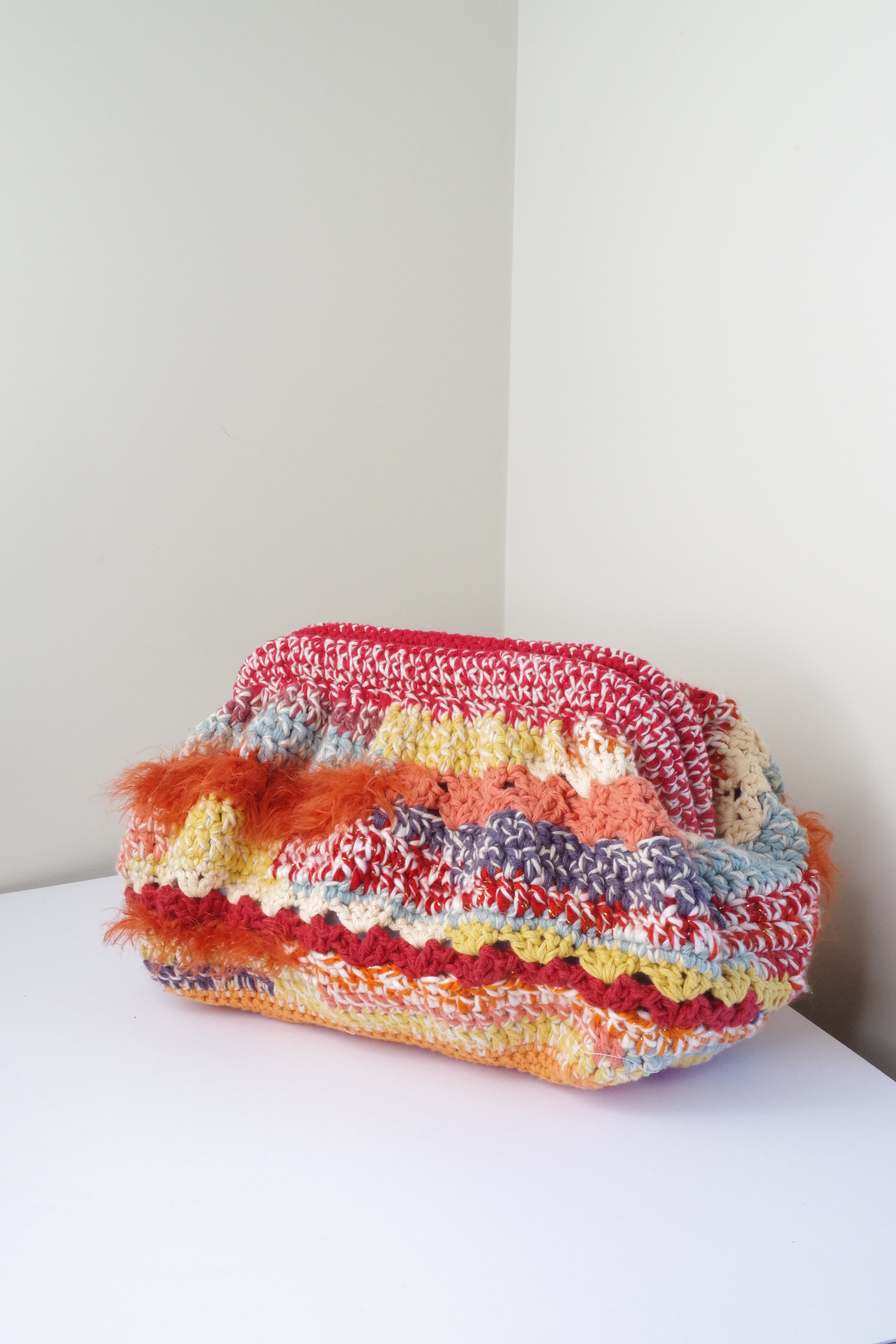 Handmade Oversized Crochet Clutch – Multicolour Cotton