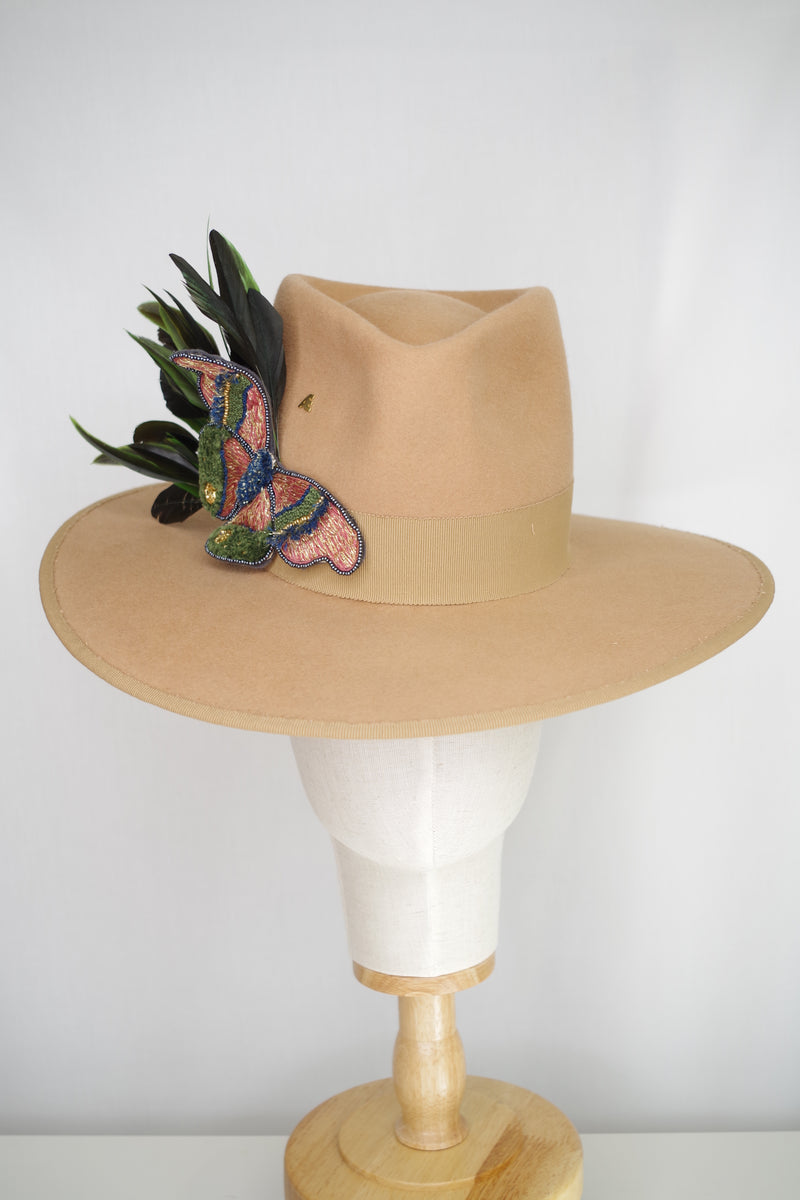 Fedora with a striking brooch