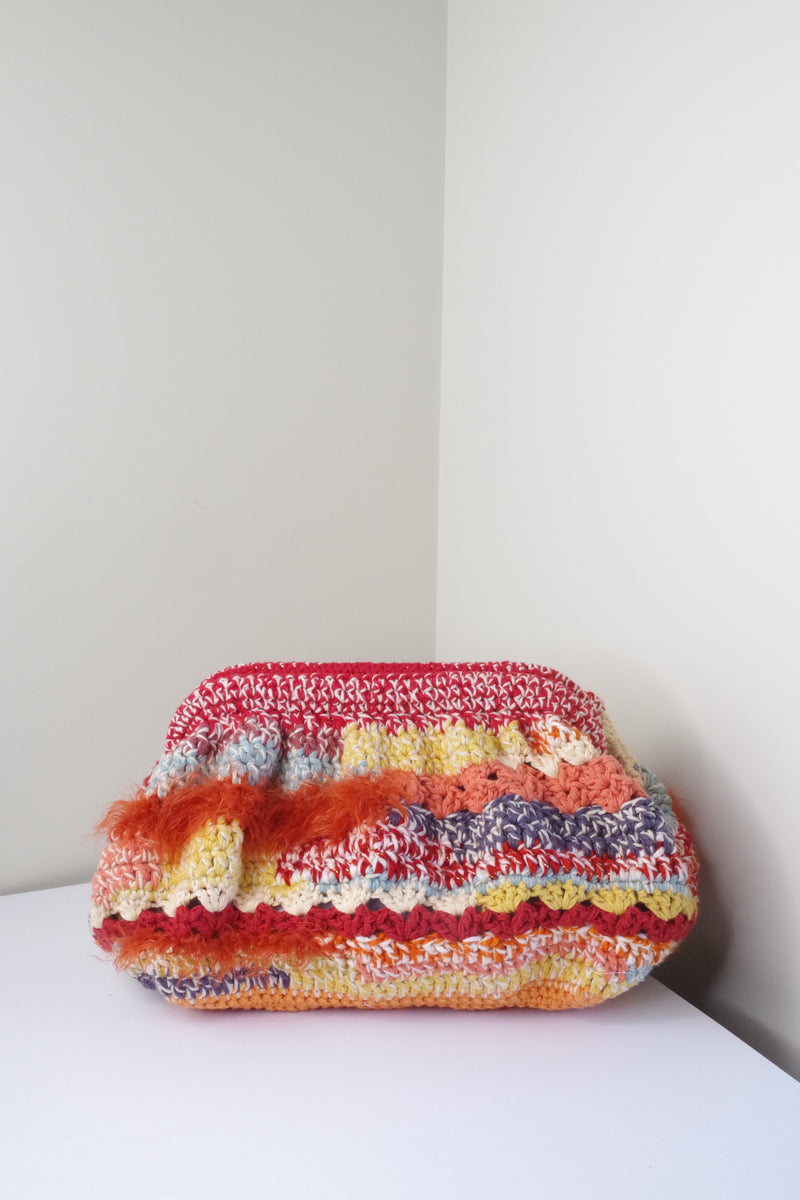 Handmade Oversized Crochet Clutch – Multicolour Cotton