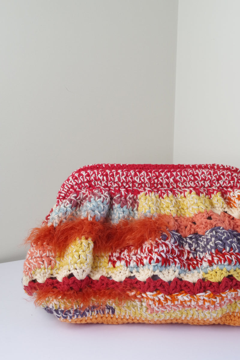 Handmade Oversized Crochet Clutch – Multicolour Cotton