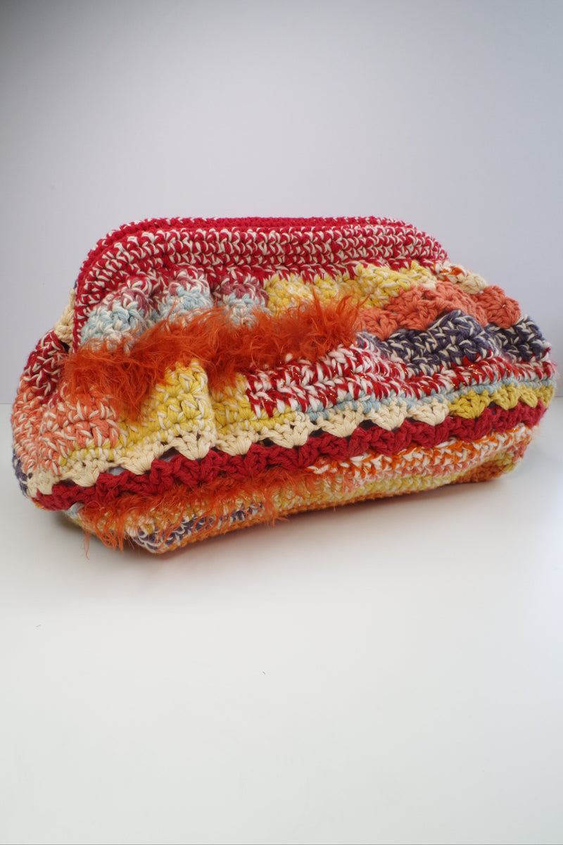 Handmade Oversized Crochet Clutch – Multicolour Cotton