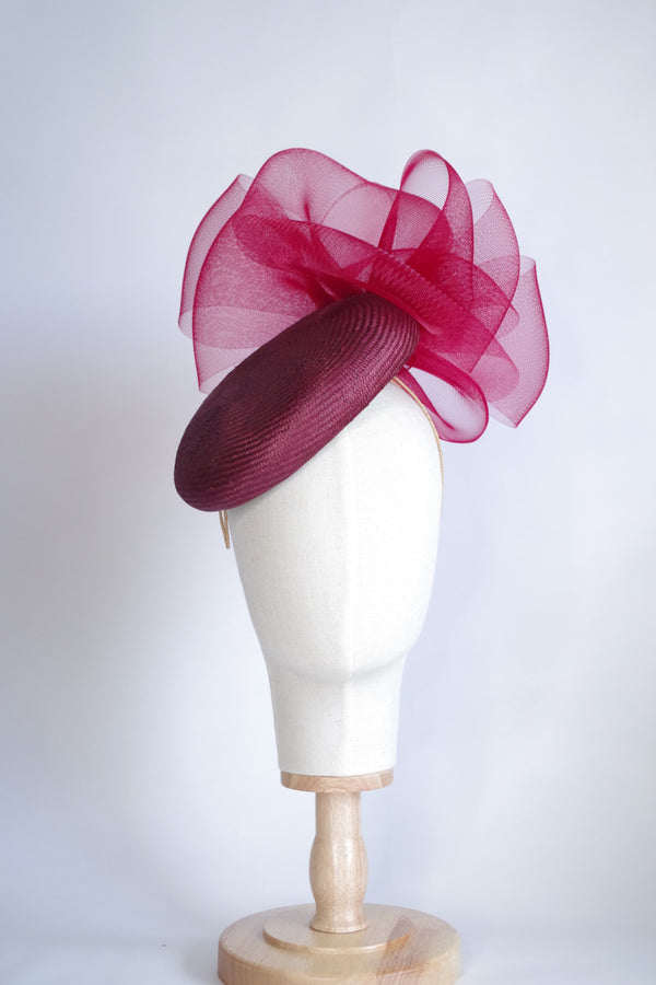 Burgundy Fascinator with Crinoline Bow