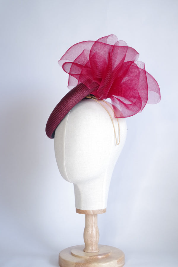 Burgundy Fascinator with Crinoline Bow