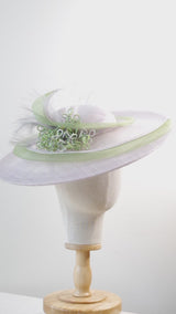 Silver Gray Wide-Brim Hat with Green Accents